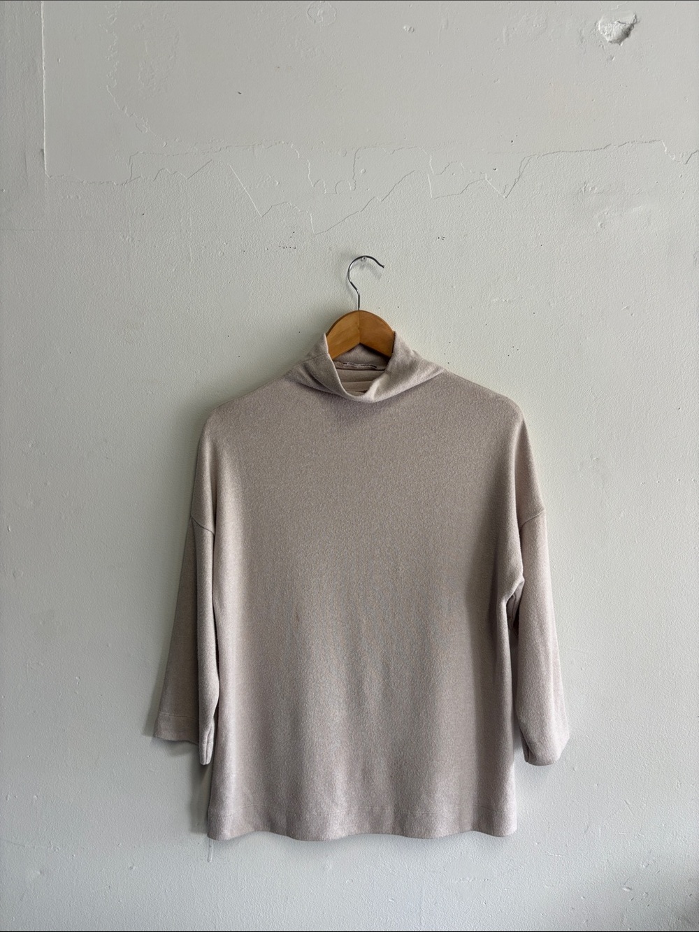 Classic Light Taupe Turtleneck Knit Top